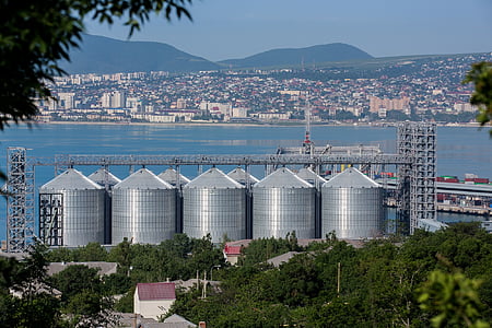 port, novorossiysk, city, bay, factory, industry