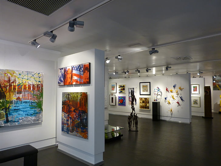 gallery, painting, music, indoors