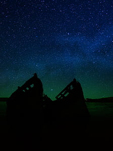 stelle, Nebulosa, Barche, Salen, Isola di mull, Scozia