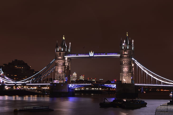 Londra, Podul, noapte, City, Râul, Anglia, Marea Britanie