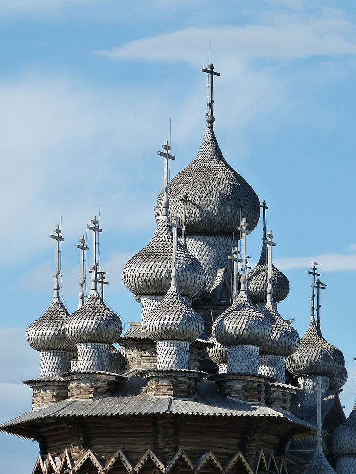 Igreja, cúpula, Rússia, madeira, edifício, Historicamente, Kishi