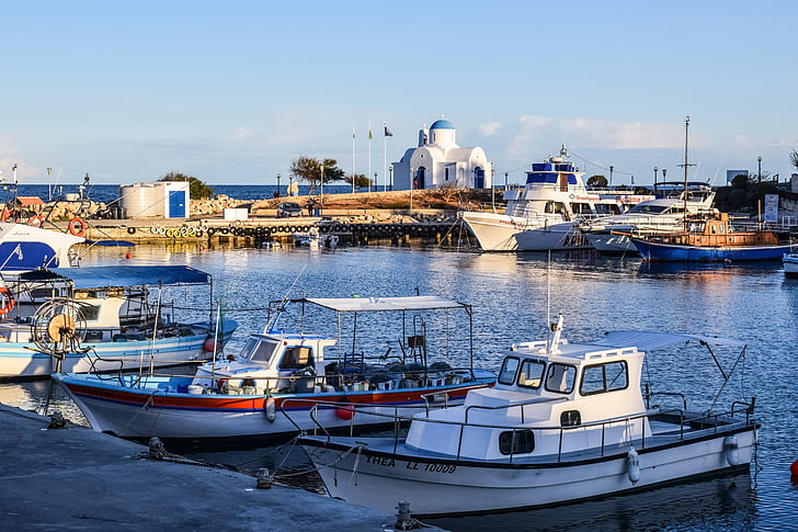 Cypern, Protaras, Harbor, ø, fiskeri ly, Middelhavet, landskab