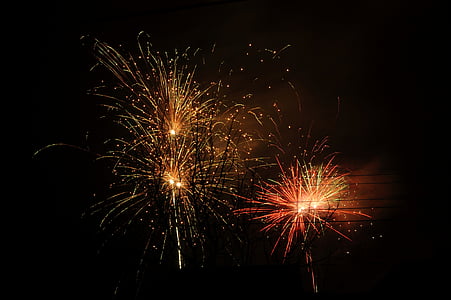 focs artificials, llum, cel, fosc, la festa de la, any nou, pyrotechniku