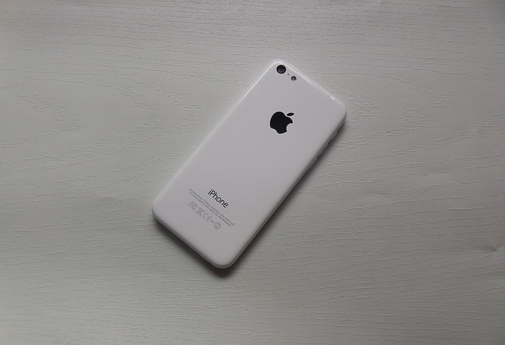 Apple iphone, 5C, Téléphone, téléphone mobile, blanc, iPhone