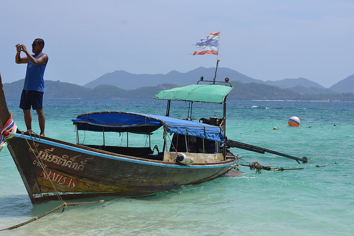 Thailand, Phuket, boot, strand, tropische, eiland, Oceaan