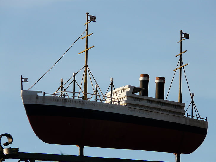 ship, steamer, cruise ship, chimney, boot, masts, sea