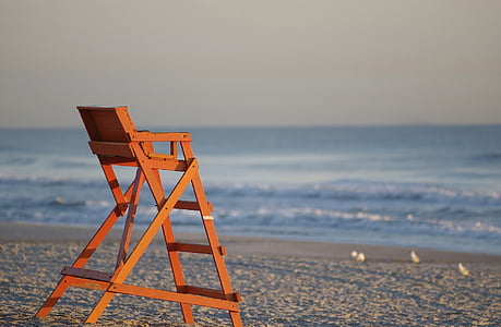 beach, life guard chair, ocean, jacksonville beach, sea, sand, coastline