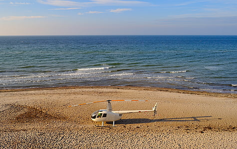 Baltijas jūrā, helikopters, pludmale, jūra, smilts, Nr cilvēki, virs ūdens horizonts
