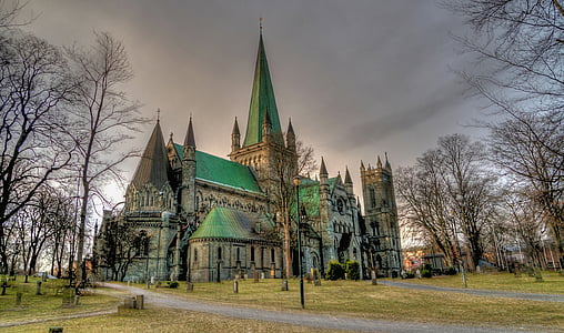 : Nidaros cathedral, Trondheim, Norveška, arhitektura, mejnik, cerkev, stavbe
