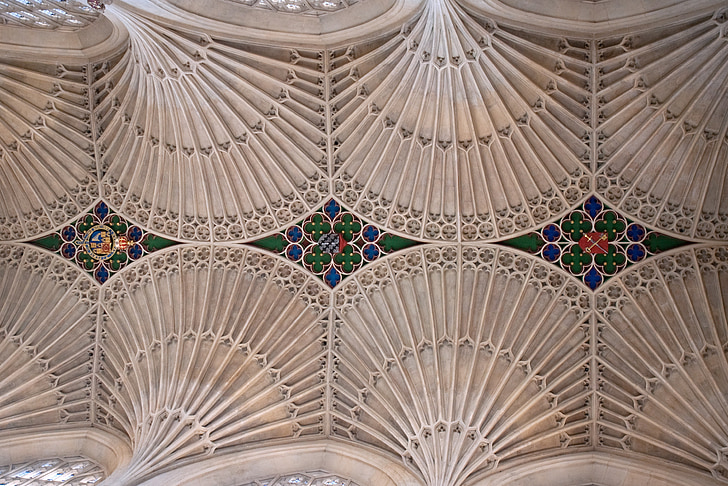 Fan-Gewölbe, Abteikirche von Bath, Stein, Decke, Dach, Innenraum, Bau
