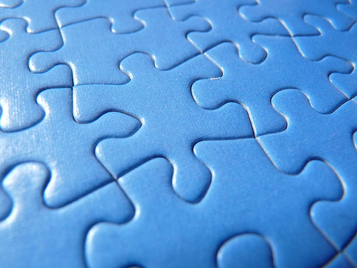 Puzzle, Blau, Freigeben, Makro, Bereich, Muster, Jigsaw puzzle