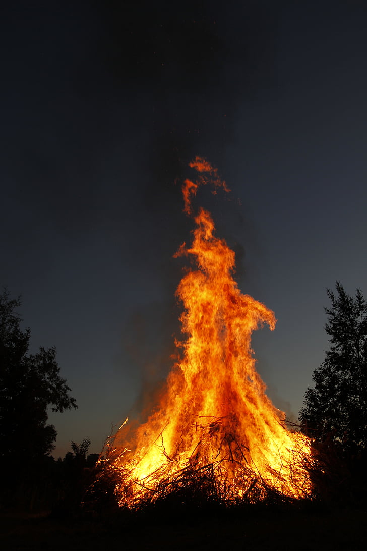 flame, bonfire, fire, smoke