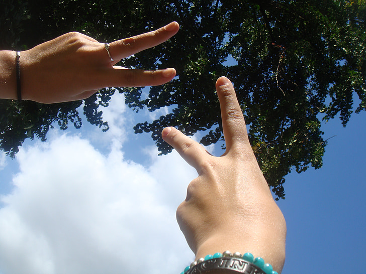 fred, Peace-tecken, fingrar, hand, positivitet, händer, mänskliga