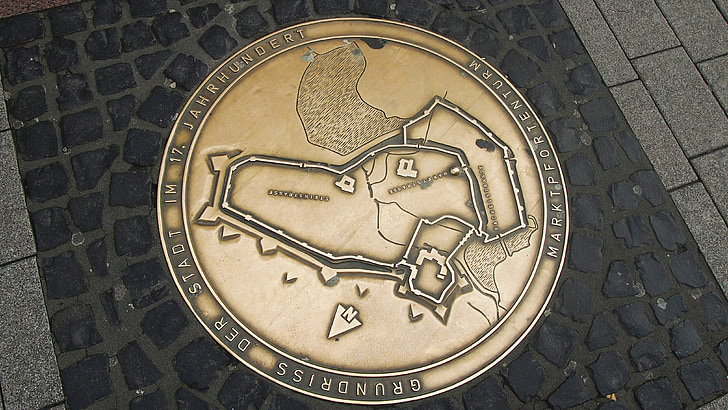 germany, german map, pavement, europe, gold, coin, german map coin
