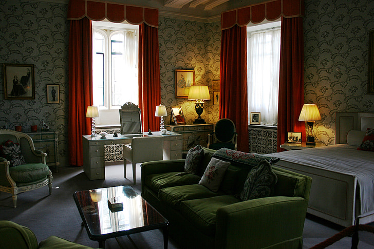 quarto, Castelo de Leeds, espaço interno, luxo, dentro de casa, móveis, decoração