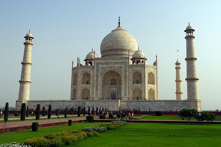 Taj mahal, UNESCO-site, wereld wonder, wit marmer, monument, Memorial, het platform
