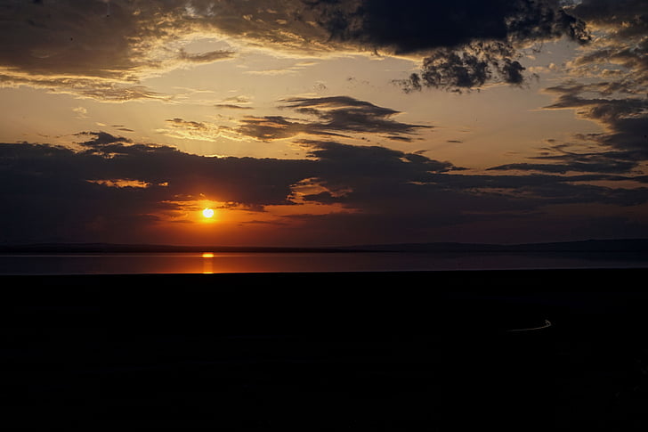 Saltsjø, Lake, Ankara, Tyrkia, solnedgang, scenics, himmelen