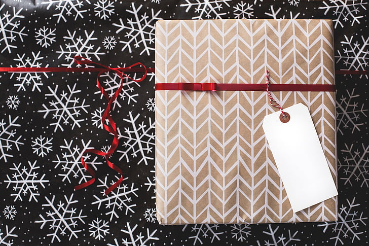 brown, white, box, black, surface, christmas, gift