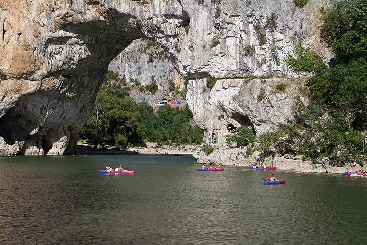 krajina, Ardèche, řeka, Bow most