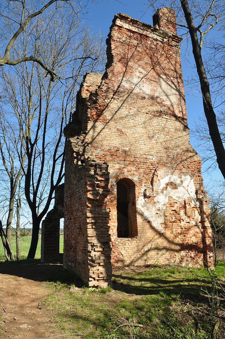 the ruins of the, destroyed, house, old, poland, monument