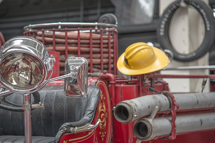 fire, fire truck, antique, retro, red, auto, oldtimer