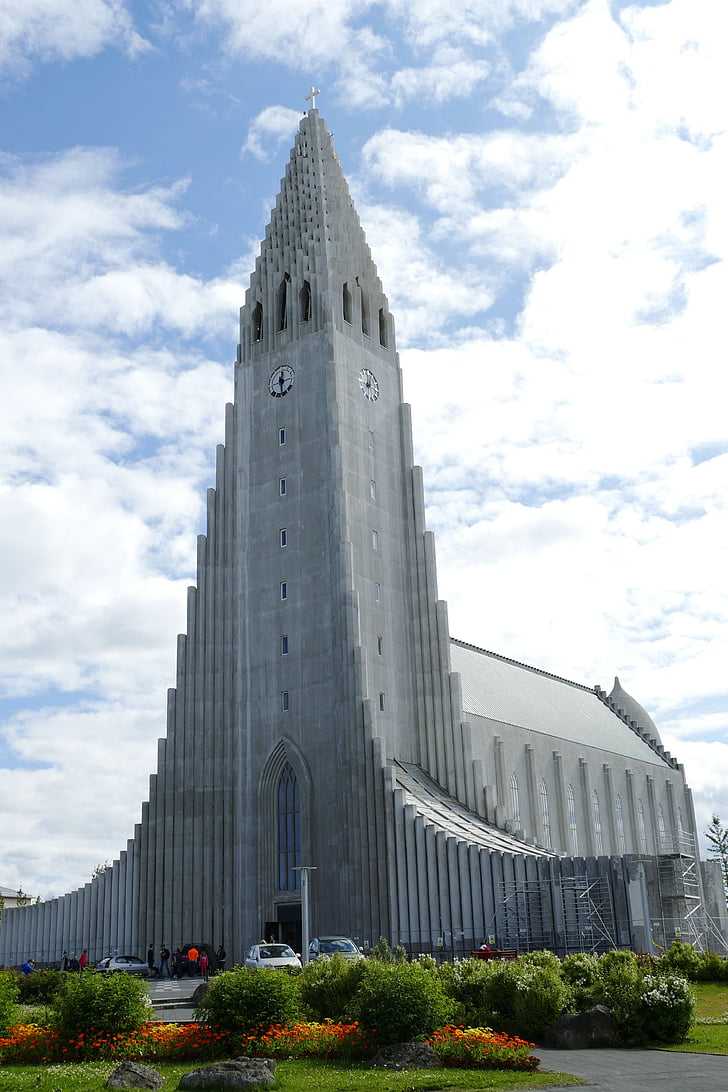 Reykjavik, Iglesia, Hallgrímskirkja, lugares de interés, arquitectura, punto de referencia, Blanco
