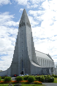 Reykjavik, cerkev, hallgrimskirkja, zanimivi kraji, arhitektura, mejnik, bela