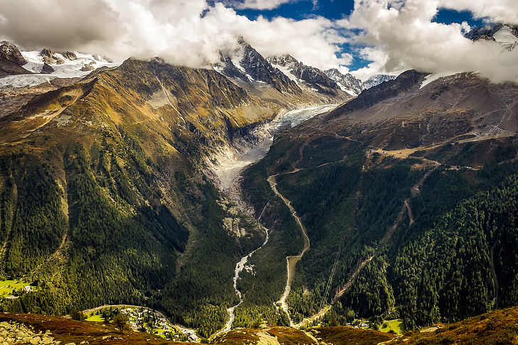 Chamonix, Francija, gore, krajine, scensko, ledenik, turizem