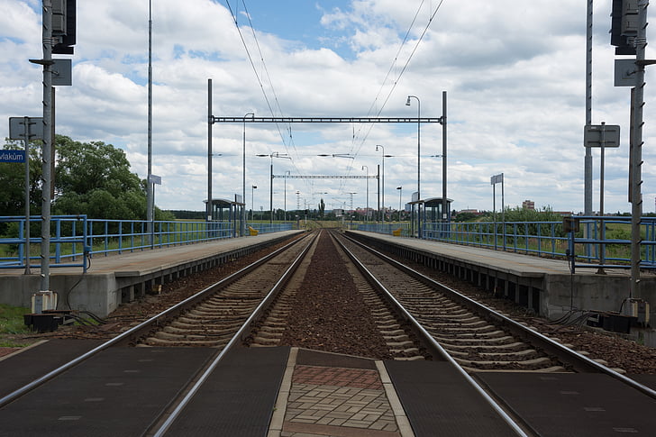 sledování, nádraží, platforma, Stop, železnice