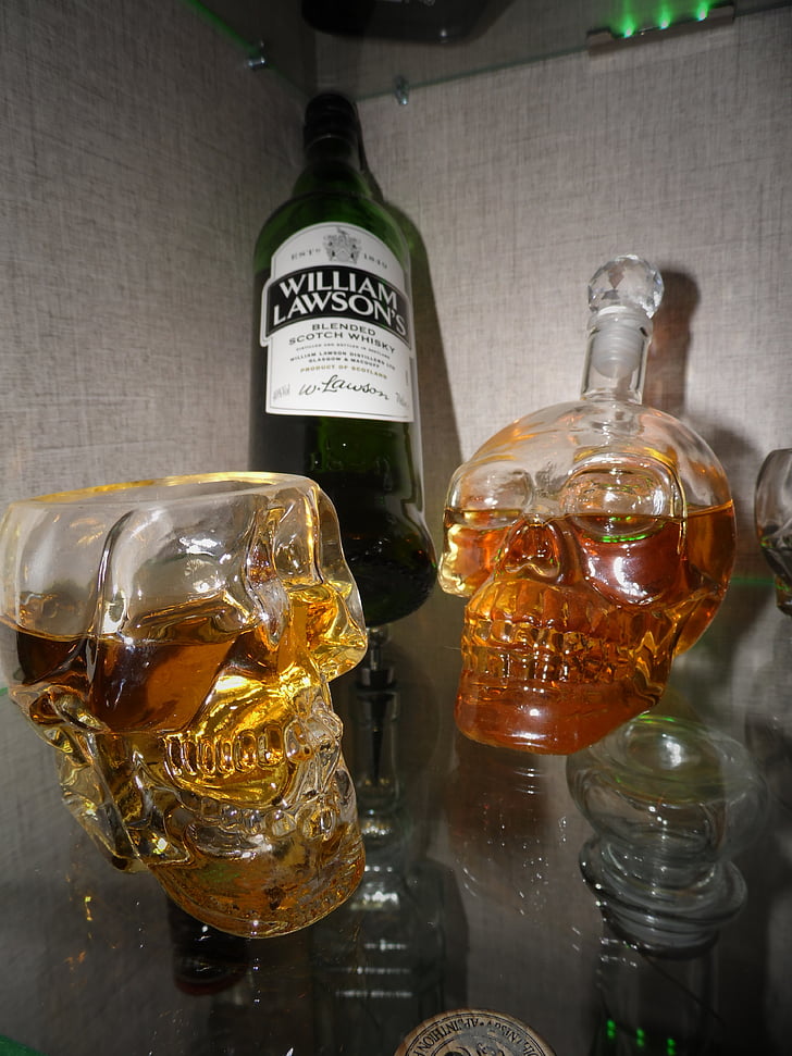 whisky, whisky, nápoj, fľaša, alkohol, sklo, pohár