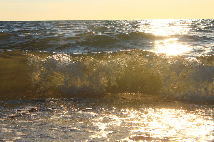 Балтійське море, море, Захід сонця, золото, Природа, води, НД