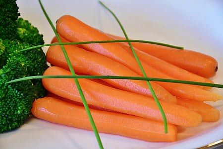 desteñido, brócoli, zanahorias, Close-up, Color, cocinar, cocido