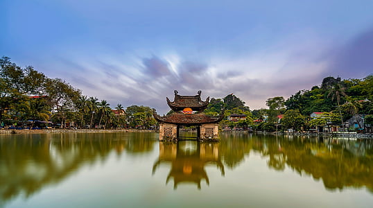 Vietnam, templet, Pagoda, religion, buddhismen, Sky, moln