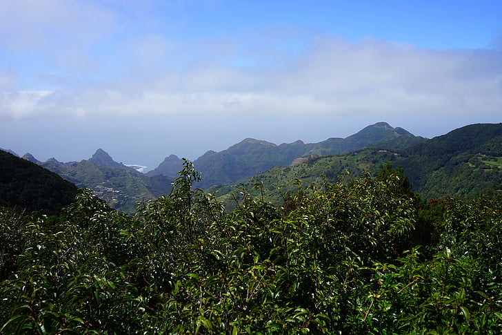 Nézőpont, Tenerife, añana sós völgy hegyek, Kanári-szigetek, Cruz del carmen, Anaga-landschaftspark, Parque rural de anaga