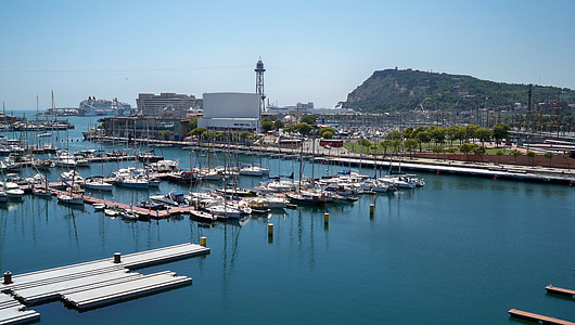 barcelona, port, mediterranean, catalunya, boats, sea, dam