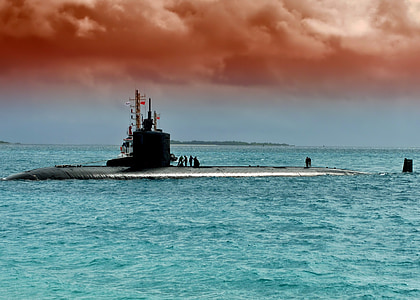 подводница, лодка, военноморски флот, море, океан, вода, военни