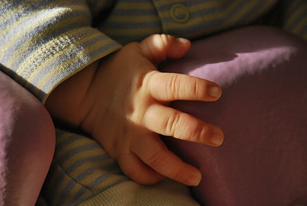 Baby, mână, copil, drăguţ, degete, mâinile, mici