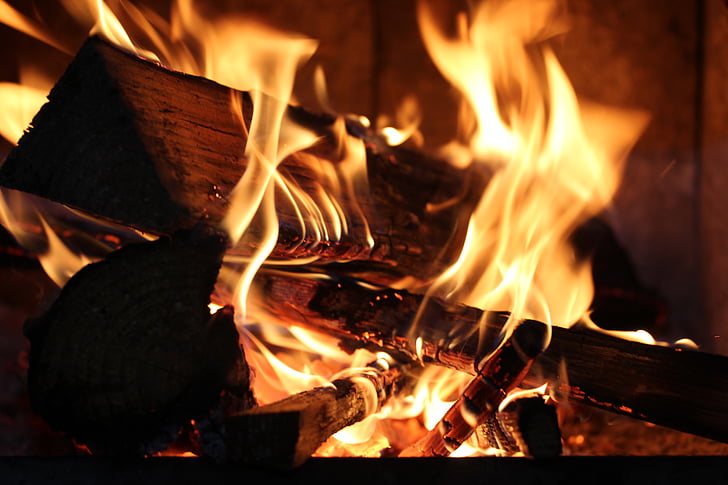 brandhout, snoer, brand, vlam, vreugdevuur, kampvuur, donker