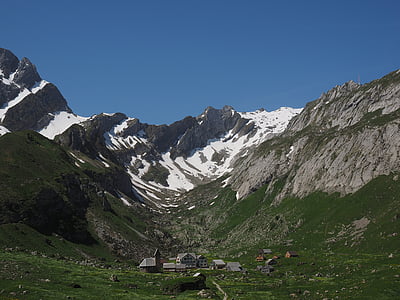 Säntis, bergdorf, meglisalp, poble alpí, Appenzell, innerrhoden, regió de alpstein