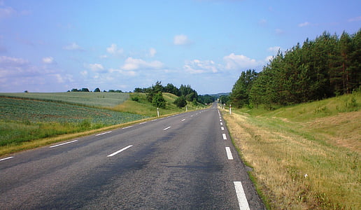 Λιθουανία, γραφική, τοπίο, ουρανός, σύννεφα, δρόμος, εθνικής οδού