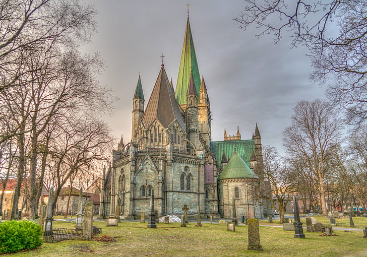 Catedral de Nidaros, Trondheim, Noruega, arquitetura, Marco, Igreja, edifício