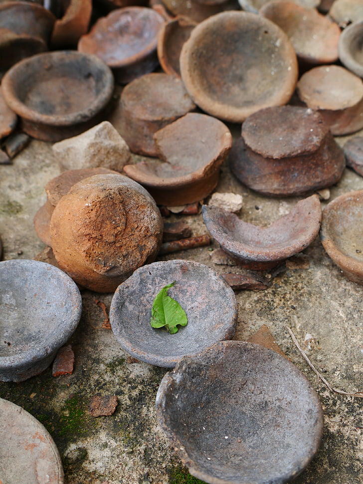 bowls, terracotta, leaf, earth