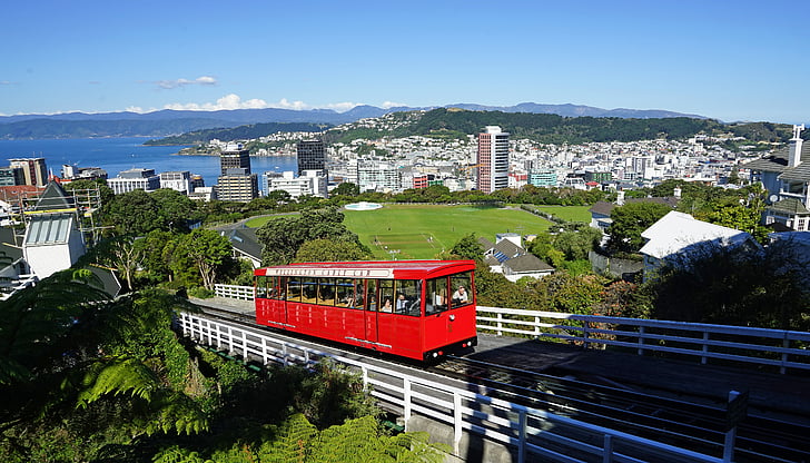 Wellington, coche de cable, Nueva Zelanda, ciudad, Isla del norte, capital, arquitectura