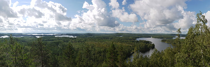 Saimen, sjön, Finland, Panorama, Seascape, resten, vatten