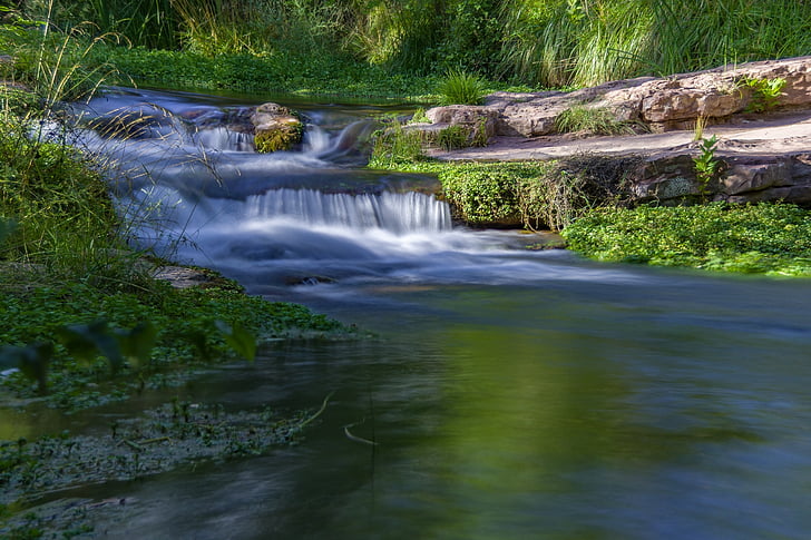 landscape, waterfall, nature, forest, fossil spring, coconino national forest, arizona