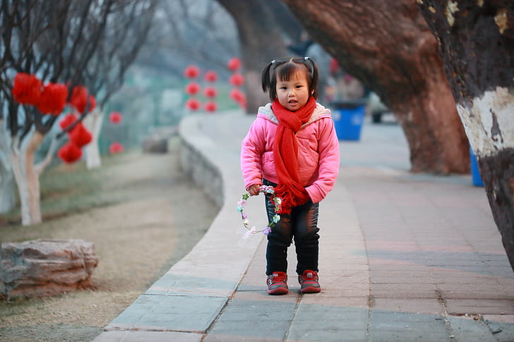 Pékin, jeunes filles, nouvel an chinois, festivité, nouvel an, cool, juste