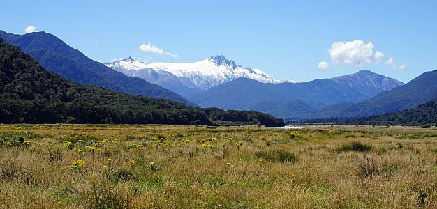 Bergen, zuidelijke Alpen, Nieuw-Zeeland, gletsjer, mt, Hooker, mccullaugh