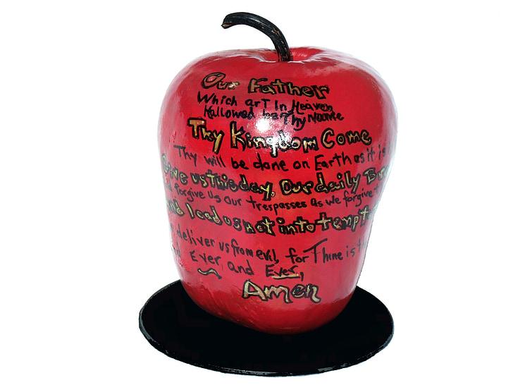 apple, fruit, food, healthy, graffiti, design, the lord's prayer