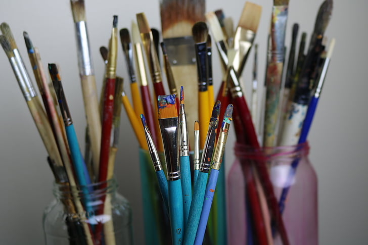 arte, escovas, Cor, pincel, criatividade, artista, tinta