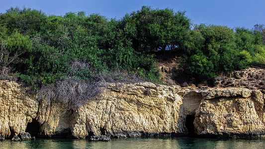θαλασσινές σπηλιές, παραλία, γκρεμό, Γεωλογία, παραλία Μάλαμα, Κάππαρη, Κύπρος